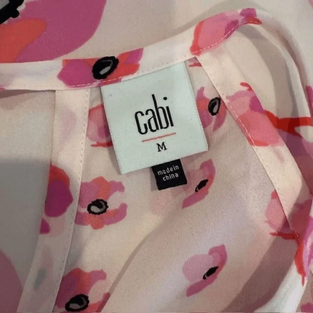 CABI Floating Poppies Halter Tank Tie Back Neck‎ Pink Floral Size Medium